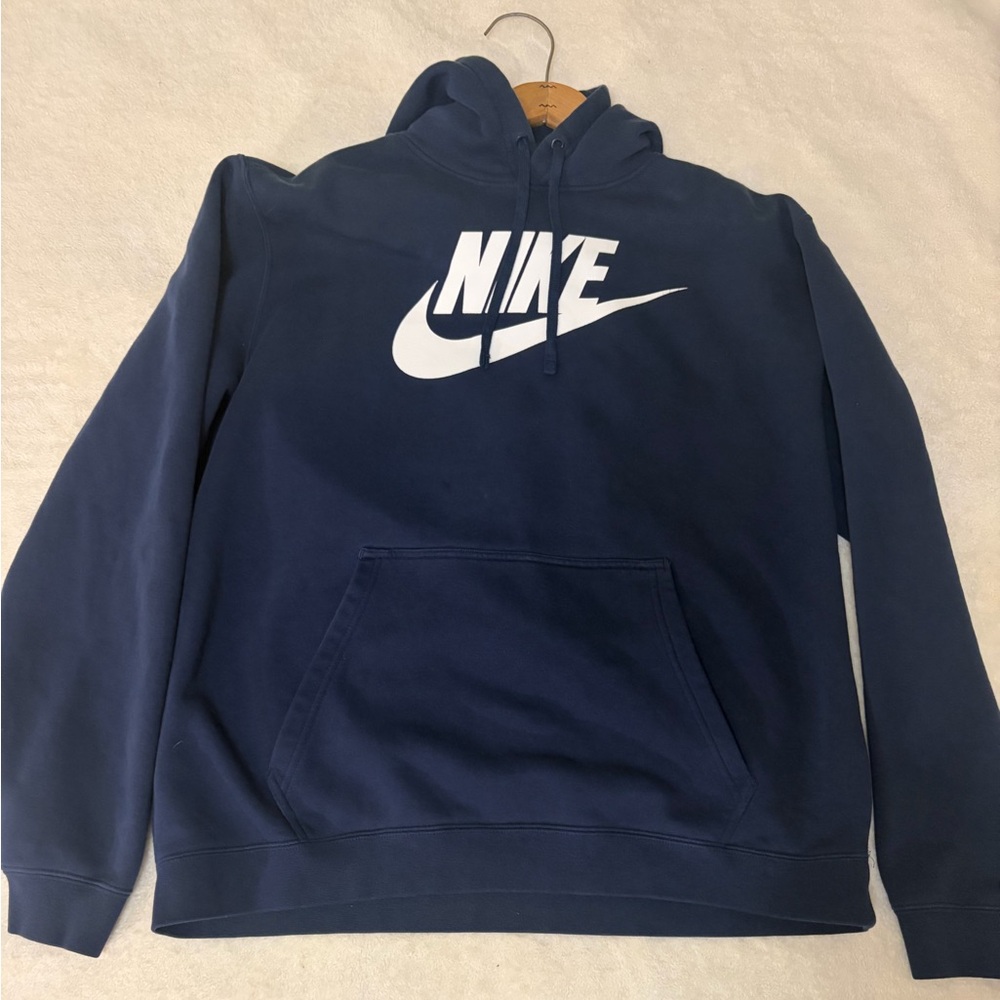 Nike Men’s Navy Blue Hoodie with White Nike Logo